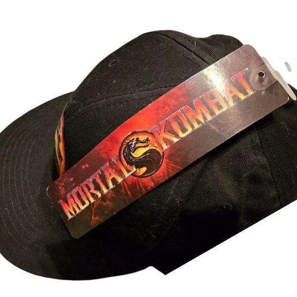 Vtg Mortal Kombat Warner Brothers Black Snapback Hat Adjustable Logo Dragon NWT - Picture 9 of 12